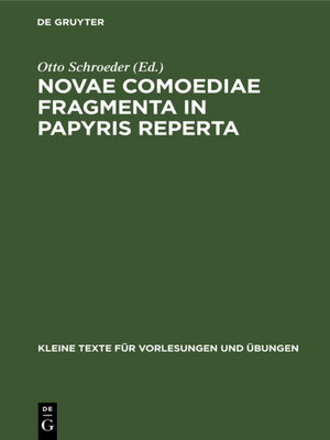 cover image of Novae comoediae fragmenta in papyris reperta